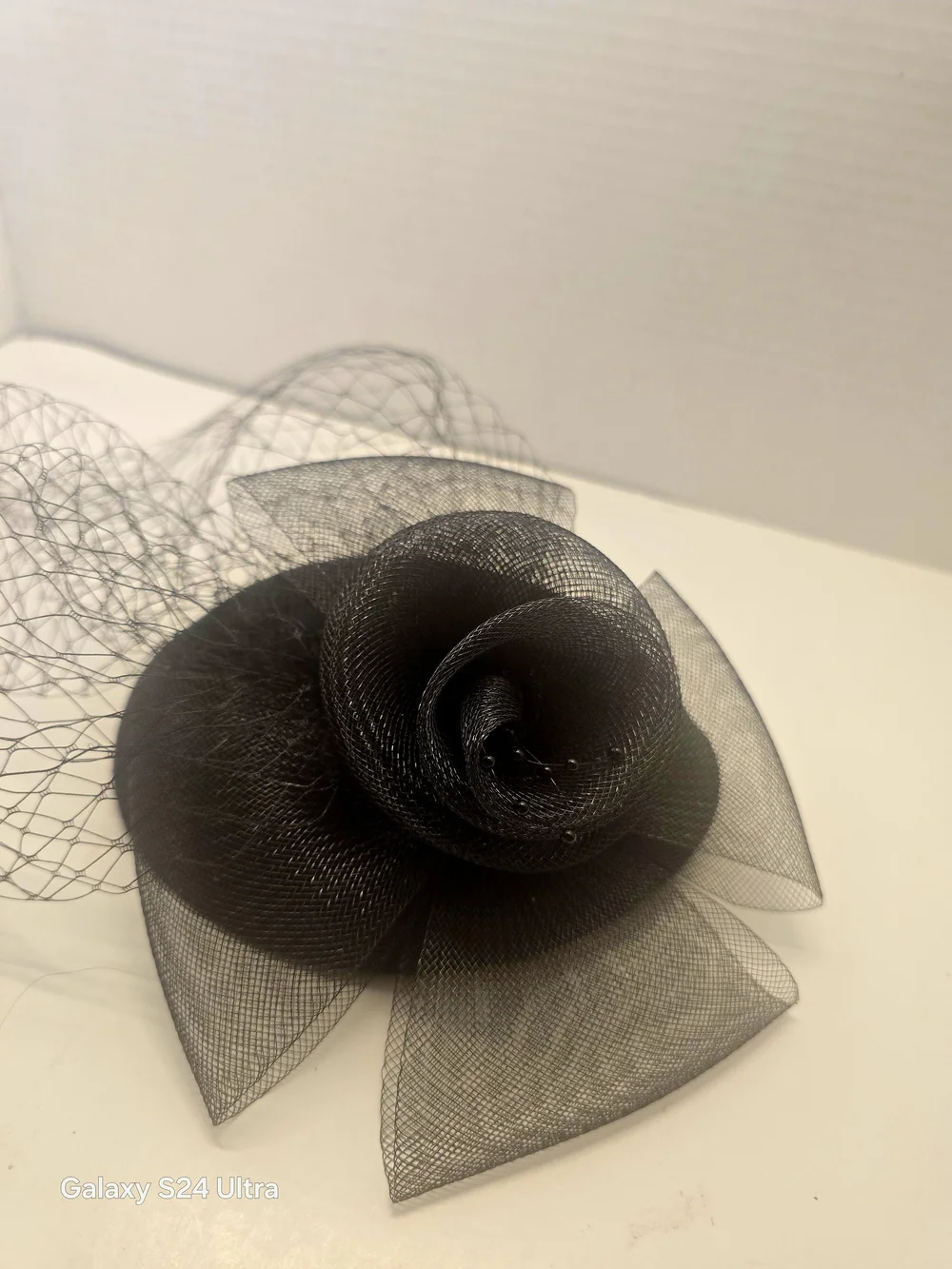 Black Floral Veil Fascinator Hat